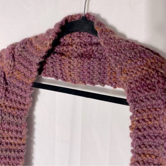 Handmade Hand Knit Multi Shade Maroon Cable Knit Scarf - Picture 7 of 9